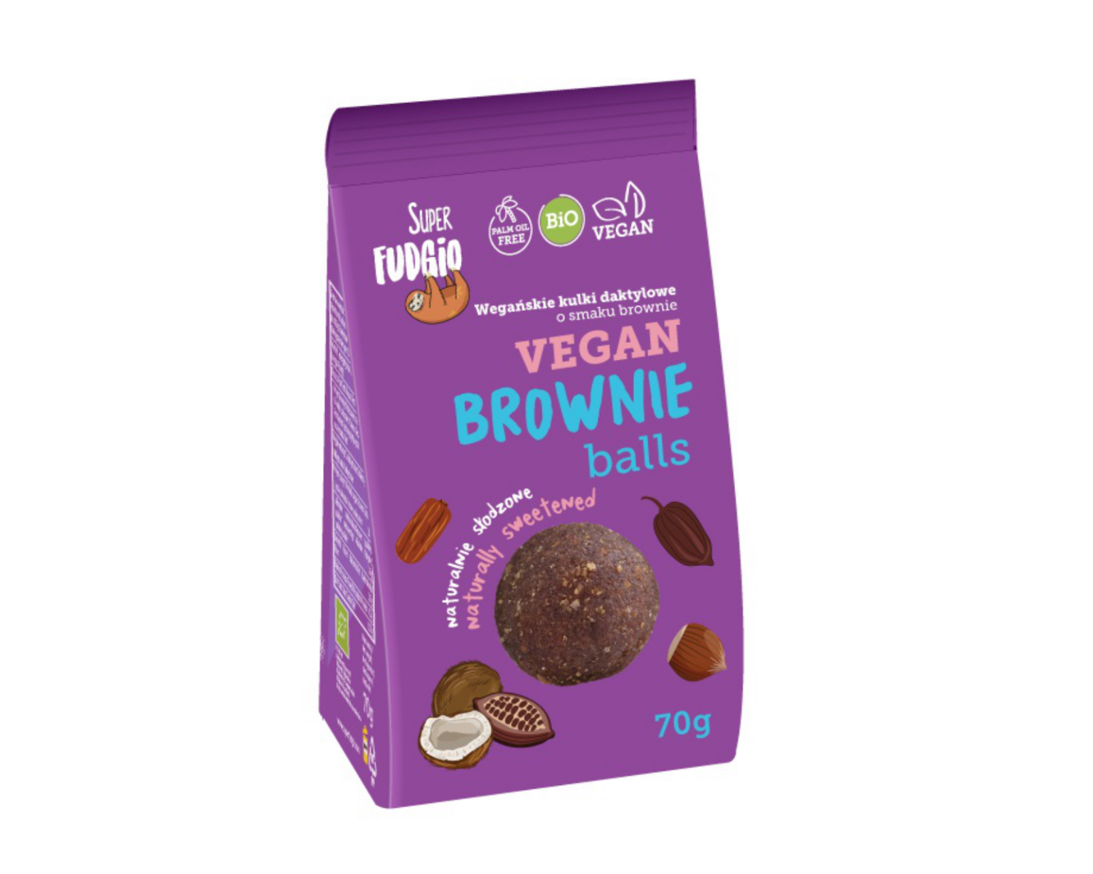 Organic chocolate date balls, 70 g - Biopapa